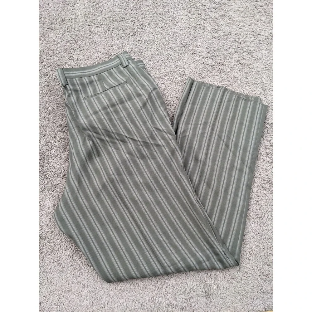 NWT Blu Martini Dress Pants Men's 3X 46W Gray‎ Vertical Stripes Pleated Raw Hem